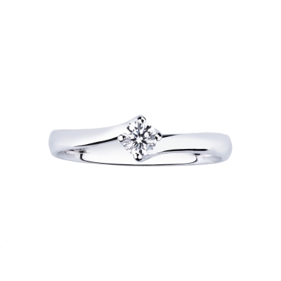 Bague Diamant Solitaire en Or Blanc 18k ct. 0,15