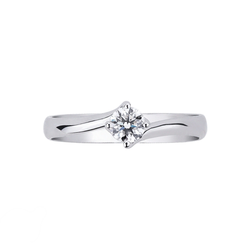 Bague Solitaire en Or Blanc 18k avec Diamant 0,30 ct