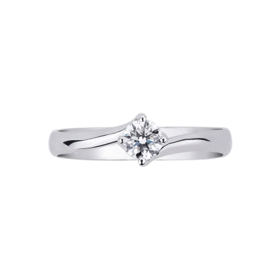Bague Solitaire en Or Blanc 18k avec Diamant 0,30 ct