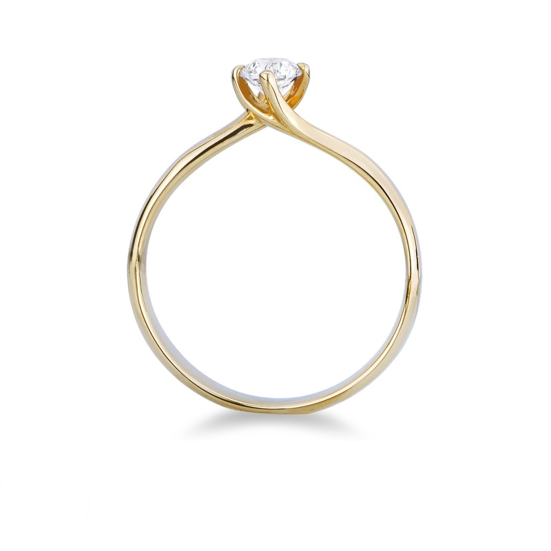 Bague Classique en Or Jaune 18k avec Diamant ct. 0,30