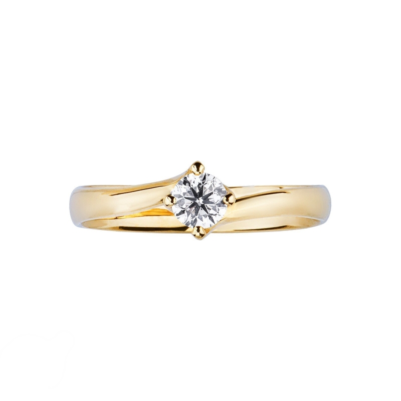Bague Classique en Or Jaune 18k avec Diamant ct. 0,30