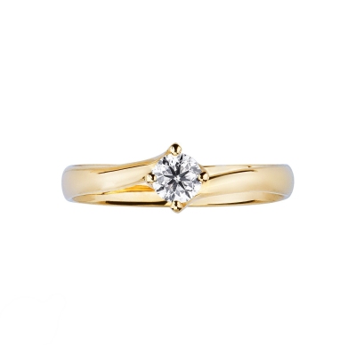 Bague Classique en Or Jaune 18k avec Diamant ct. 0,30