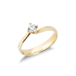 Bague Classique en Or Jaune 18k avec Diamant ct. 0,30