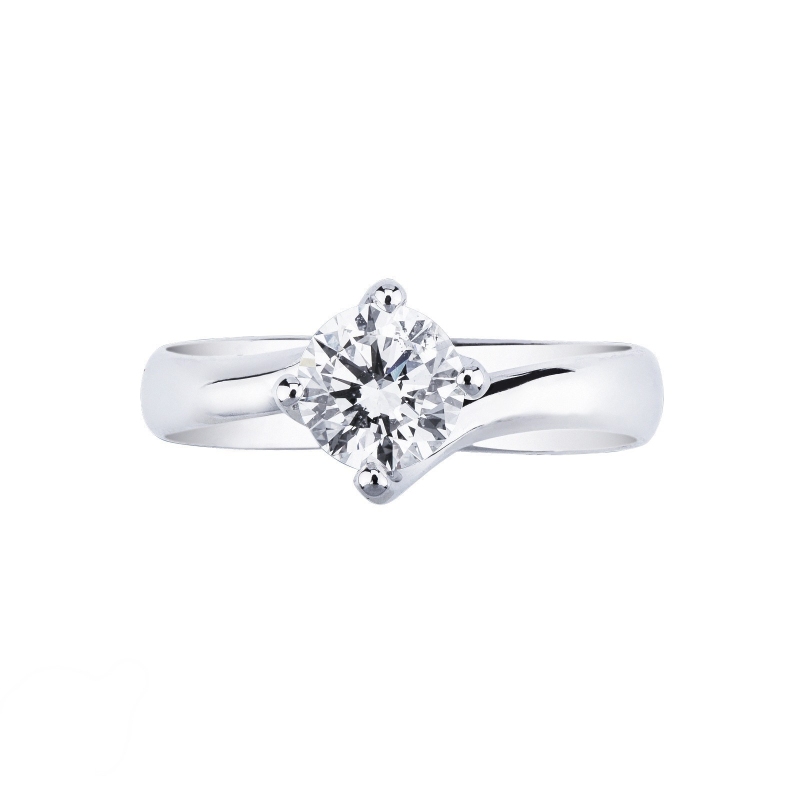 Bague solitaire en or blanc 18 carats avec diamant ct. 1.00 Bague solitaire en or blanc 18 carats avec diamant ct. 1.00