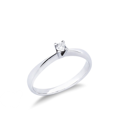Bague solitaire diamant 0,10 ct or blanc 18k