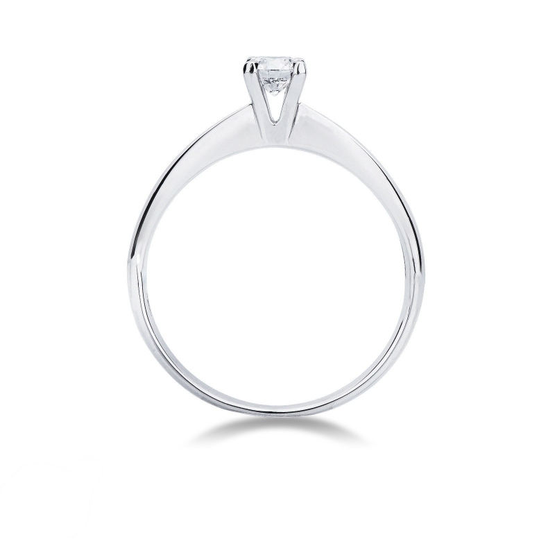 Bague Solitaire en Or Blanc 18k avec Diamant Brillant 0,30 ct