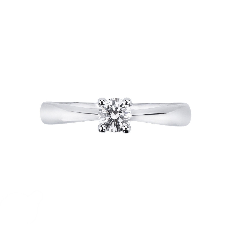 Bague Solitaire en Or Blanc 18k avec Diamant Brillant 0,30 ct