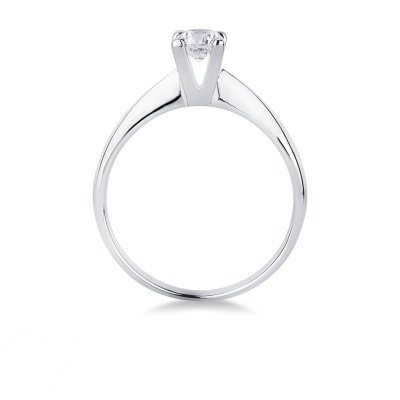 Bague Solitaire 4 Griffes en Or Blanc 18k avec Diamant 0,40 ct