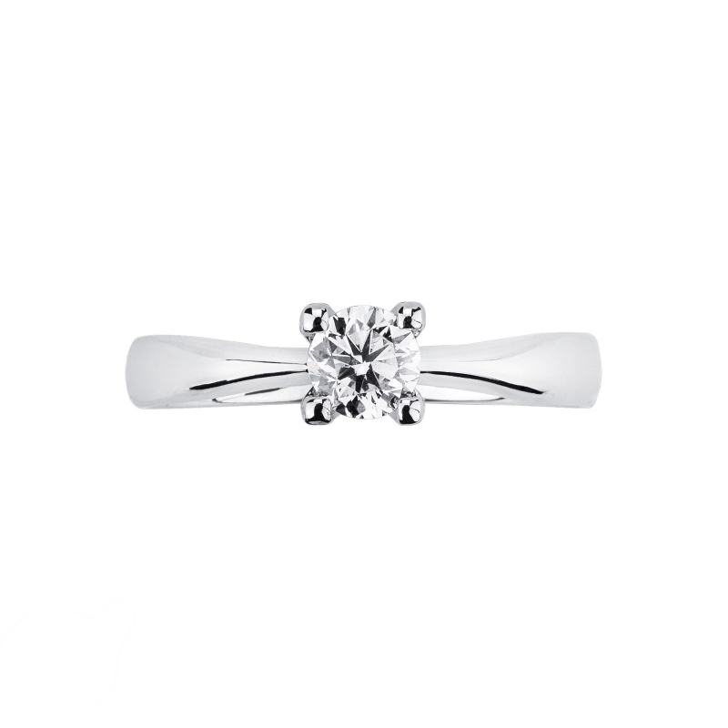 Bague Solitaire 4 Griffes en Or Blanc 18k avec Diamant 0,40 ct