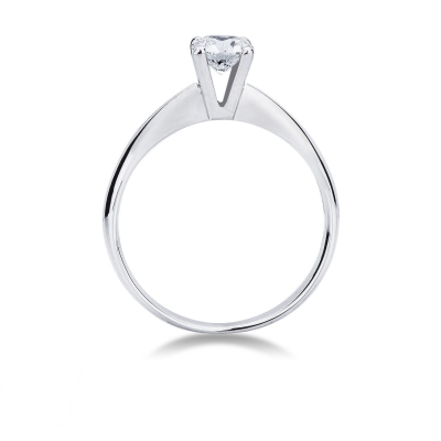Bague Solitaire 4 Griffes en Or Blanc 18k avec Diamant Brillant 0,50 ct