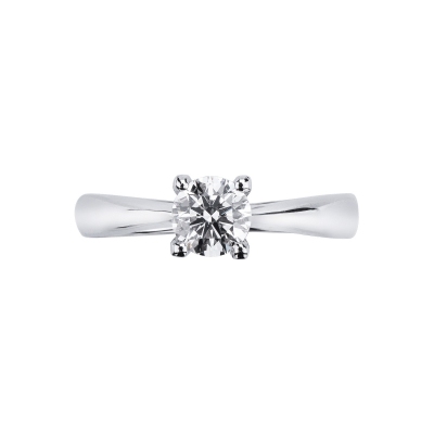 Bague Solitaire 4 Griffes en Or Blanc 18k avec Diamant Brillant 0,50 ct