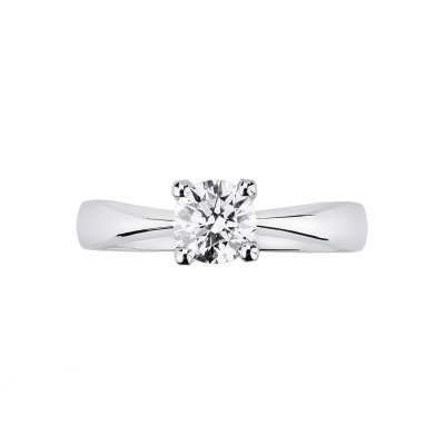 Bague Solitaire Or Blanc 18k avec Diamant Brillant