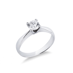 Bague Solitaire Or Blanc 18k avec Diamant Brillant