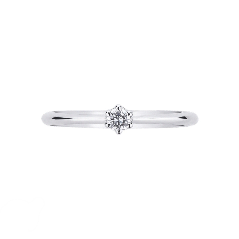 Solitaire 6 griffes avec diamant 0.10 ct et or blanc 18k Solitaire 6 griffes avec diamant 0.10 ct et or blanc 18k