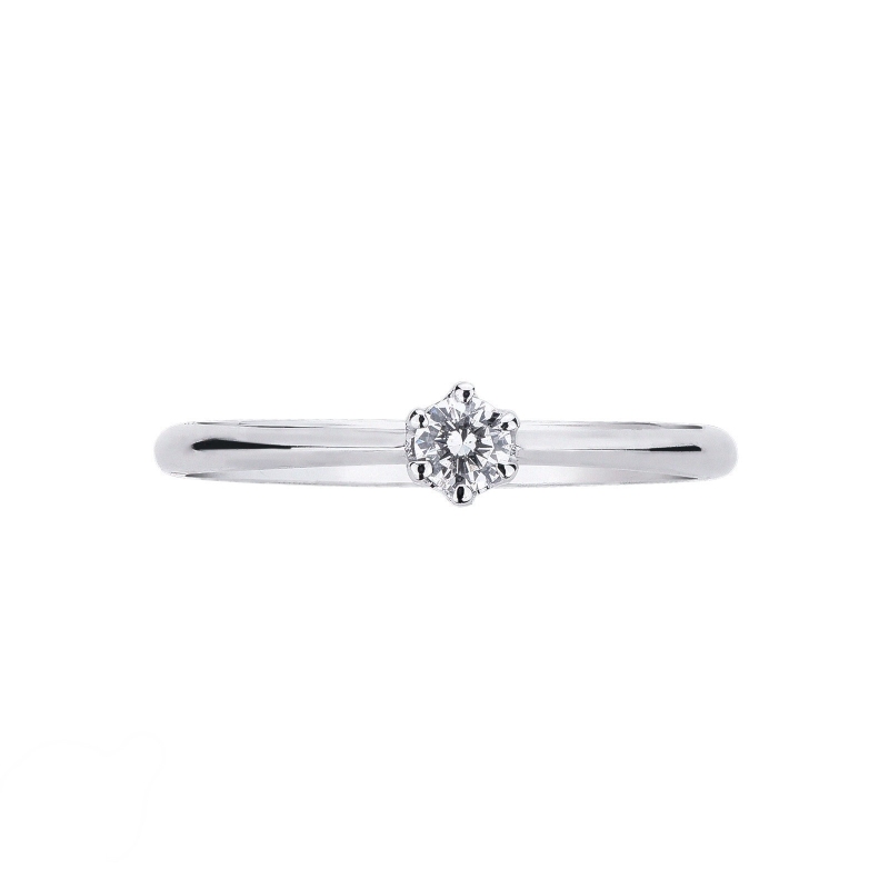 Bague solitaire or blanc diamant  0.15 ct serti sur 6 griffes  Bague solitaire or blanc diamant  0.15 ct serti sur 6 griffes