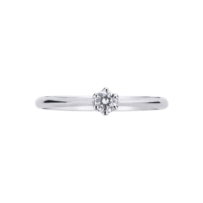 Bague solitaire or blanc diamant  0.15 ct serti sur 6 griffes 