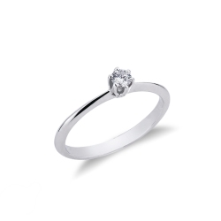 Bague solitaire or blanc diamant  0.15 ct serti sur 6 griffes
