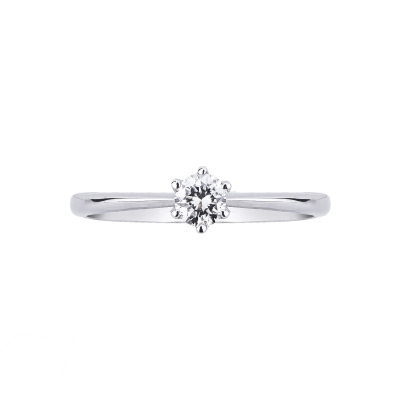 Bague de fiançailles or blanc 18k diamant 0.25 ct 