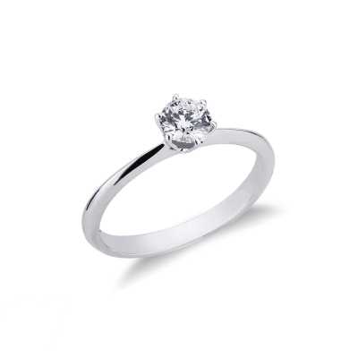 Bague de fiançailles à 6 griffes or blanc 18k avec diamant 0.50 ct