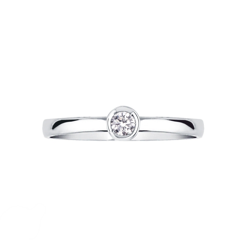 Solitaire or blanc 18k avec diamant 0.10 ct Solitaire or blanc 18k avec diamant 0.10 ct