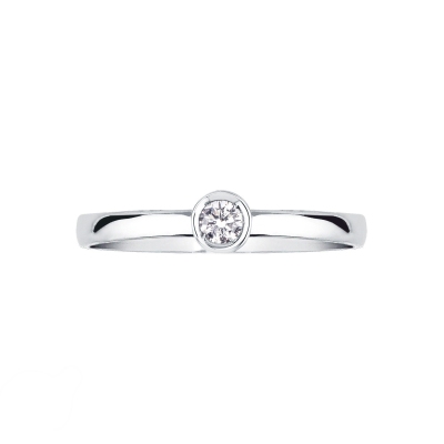 Solitaire or blanc 18k avec diamant 0.10 ct