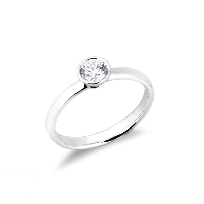 Bague en or 18k et diamant rond  0.40 ct