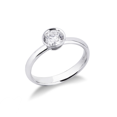 Solitaire en or blanc 18k diamant brillant 0.70 ct