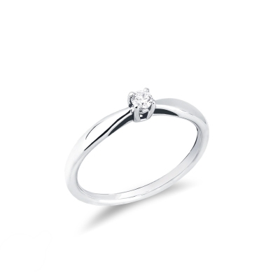 Solitaire en diamant 0.10 ct or blanc 18k 