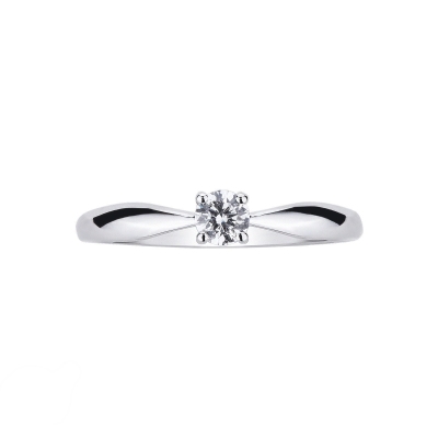 Bague solitaire avec diamant 0.20 ct  en or blanc 18k