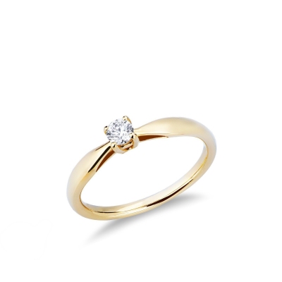 Bague solitaire diamant or jaune 18k ct 0.20