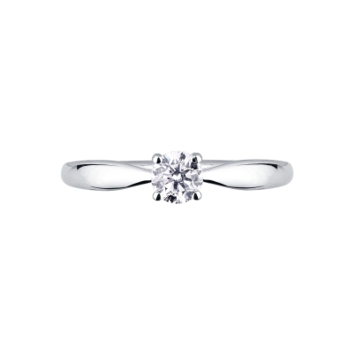 Solitaire 4 griffes en or blanc 18k avec diamant 0.40 ct