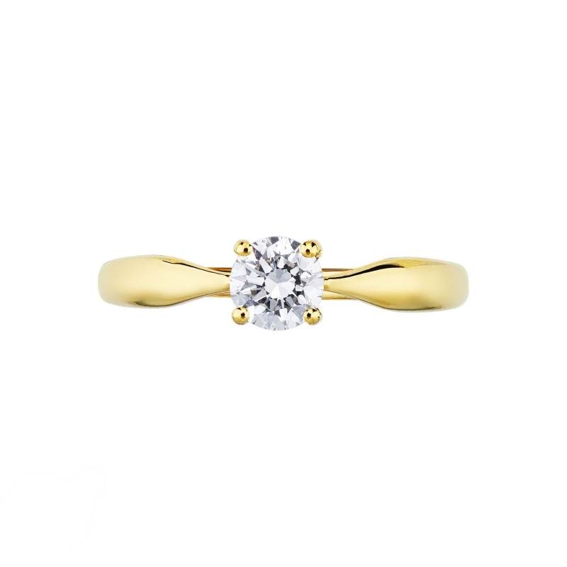 Bague solitaire diamant 0,50 ct or jaune 18k