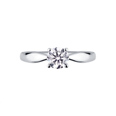 Solitaire bague en or blanc 18k avec diamant 0.70 ct