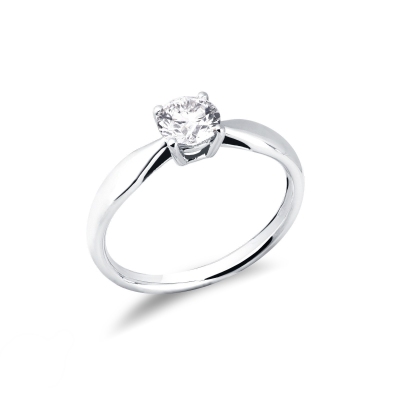 Solitaire bague en or blanc 18k avec diamant 0.70 ct