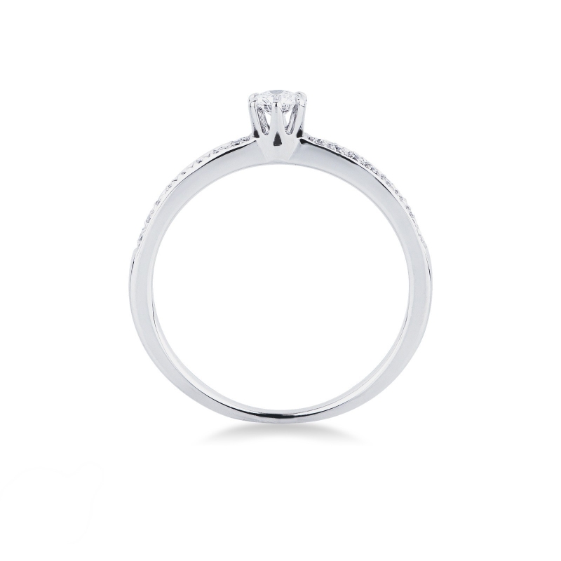 Bague solitaire en or blanc 18 carats avec diamants sur la monture Bague solitaire en or blanc 18 carats avec diamants sur la monture