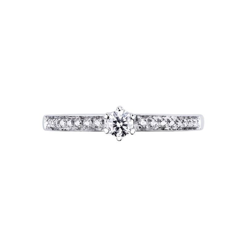 Bague solitaire en or blanc 18 carats avec diamants sur la monture Bague solitaire en or blanc 18 carats avec diamants sur la monture