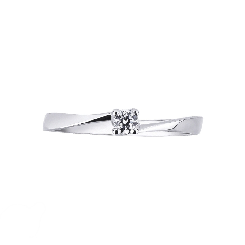 Bague de fiançailles en or blanc 18k avec diamant 0.10 ct Bague de fiançailles en or blanc 18k avec diamant 0.10 ct