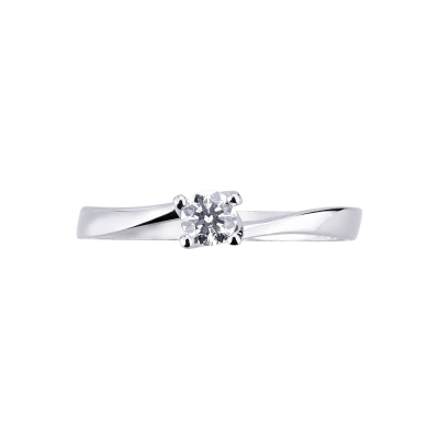 Bague de fiançailles diamant  0.15 ct et or blanc 18k