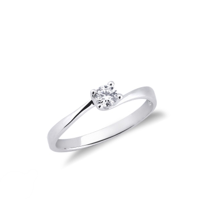 Bague de fiançailles diamant  0.15 ct et or blanc 18k