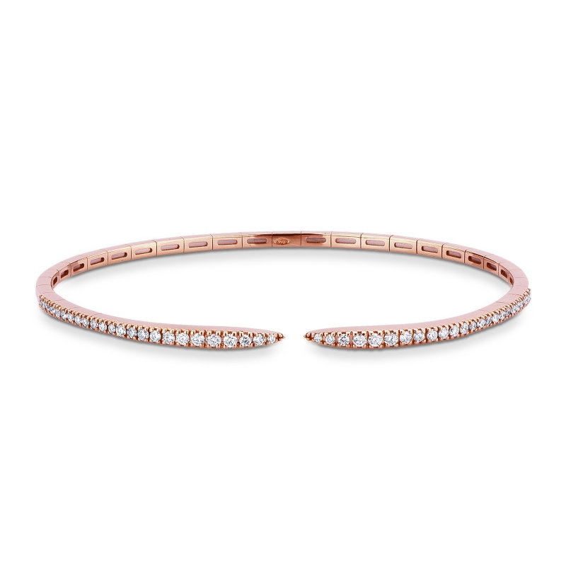 Bracelet ressort en or rose 18k avec diamants brillants