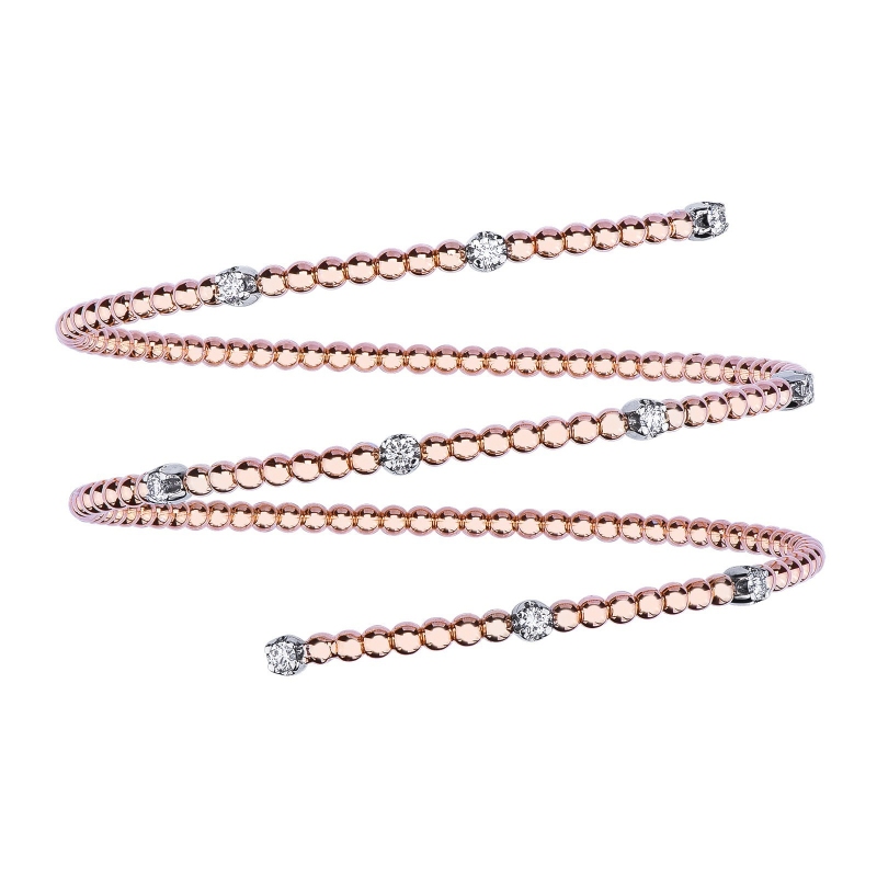 Bracelet en spirale serti de diamants or rose 750