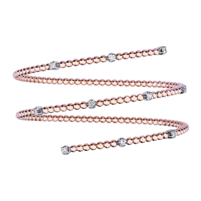 Bracelet en spirale serti de diamants or rose 750