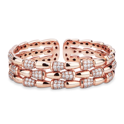Bracelet rigide en or rose 18 carats serti de diamants 
