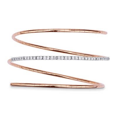 Bracelet à ressort en Or Rose et Blanc 18K avec Diamants Taille Brillante 
