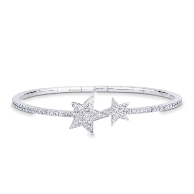 Bracelet or blanc 18k avec étoiles en diamants