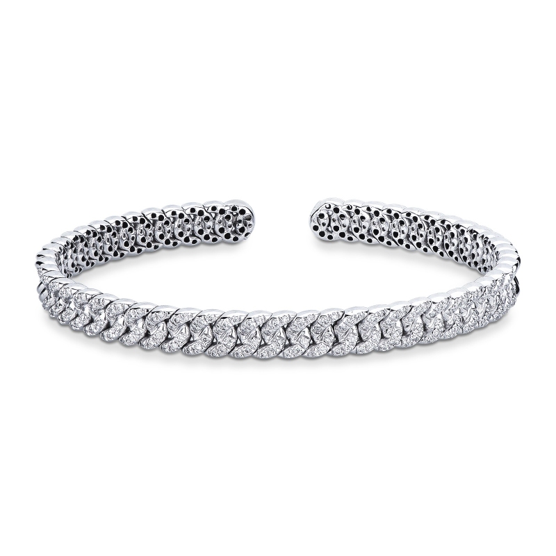 Bracelet à ressort groumette en or blanc 18k avec diamants