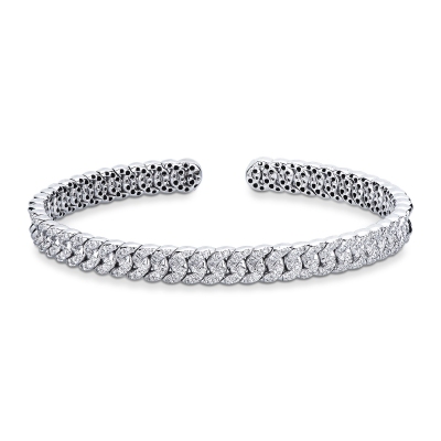 Bracelet à ressort groumette en or blanc 18k avec diamants