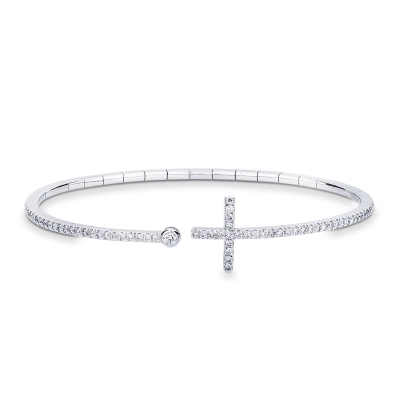 Bracelet en or blanc 18 carats avec croix en diamants