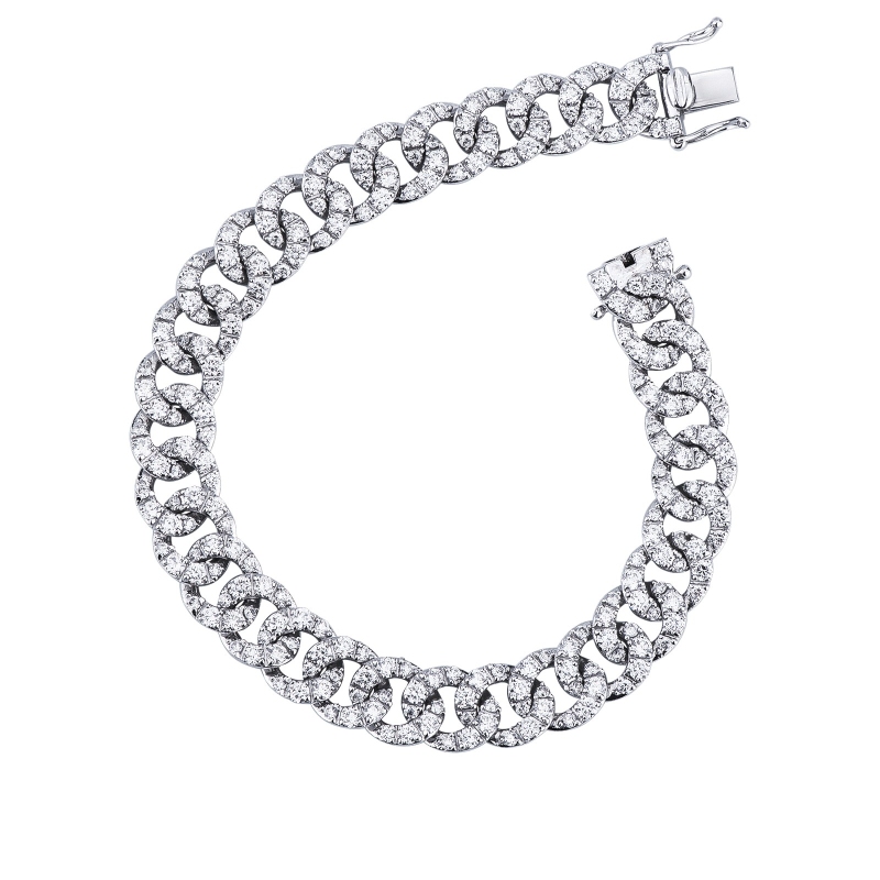 Bracelet gourmette avec diamants Or Blanc 18k