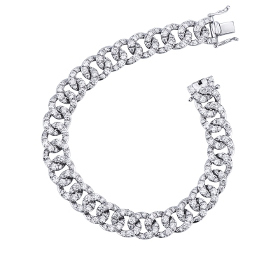 Bracelet gourmette avec diamants Or Blanc 18k